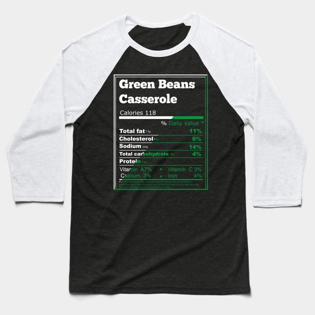 Green Beans Casserole Baseball T-Shirt by Flipodesigner